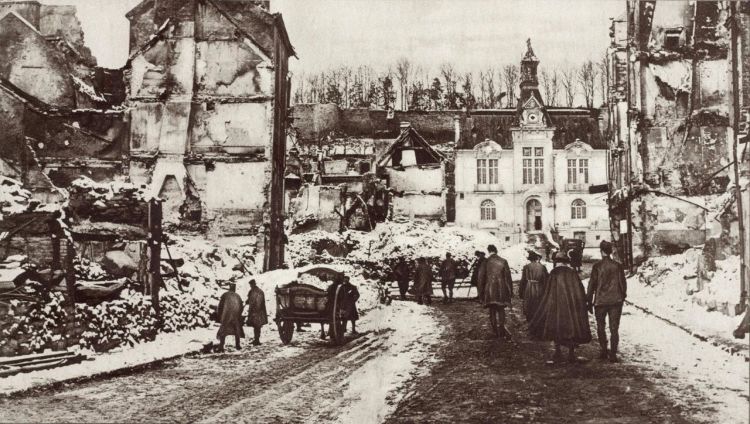 The ruins of Chateau-Thierry in Aisne, France, a centre of fighting in June-July 1918.