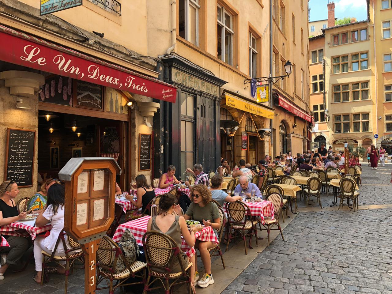 Local bouchons in Lyon, France